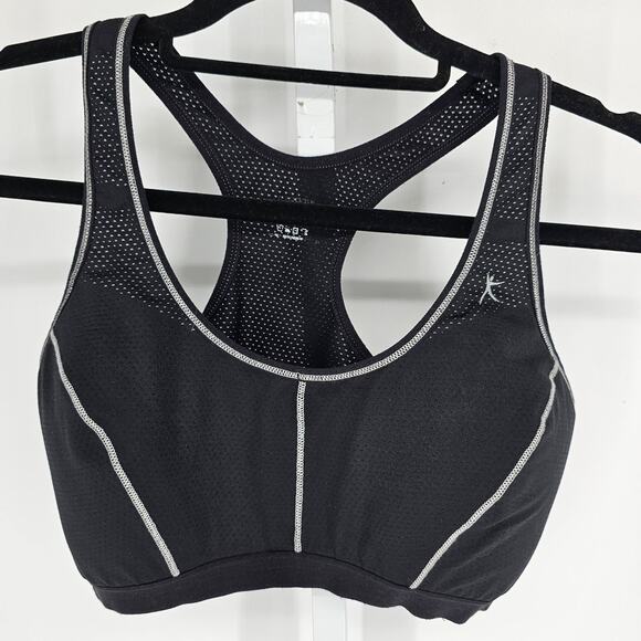 Danskin Now Womens Sz M Racerback Sports Bra Black Mesh Lightly Padded - Picture 1 of 3
